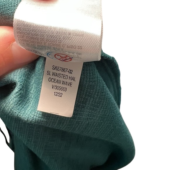 Old Navy Sz Plus 2X Textured O-Ring Halter Teal Romper beach resort cruise boho - Picture 7 of 8